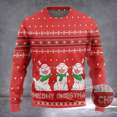 Cat Meowy Christmas Sweater Ugly Xmas Sweater Holiday Xmas Gifts For Cat Lovers 2026 - Zadago