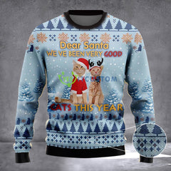 Dear Santa We've Been Very Good Cats Ugly Christmas Sweater cat Themed Christmas Gifts - Zadago