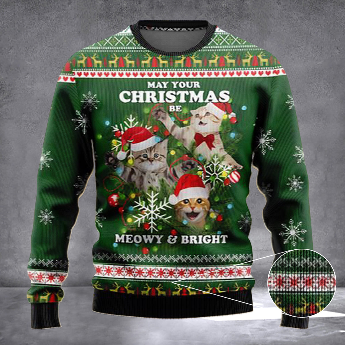 May Your Christmas Be Meowy And Bright Ugly Xmas Sweater Cat Christmas Gifts For Her - Zadago