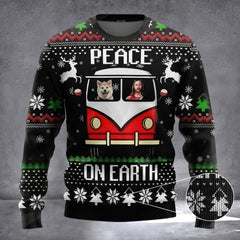Shiba Inu And Jesus Piece Ugly Christmas Sweater Xmas Gifts For Shiba Inu Lovers - Zadago