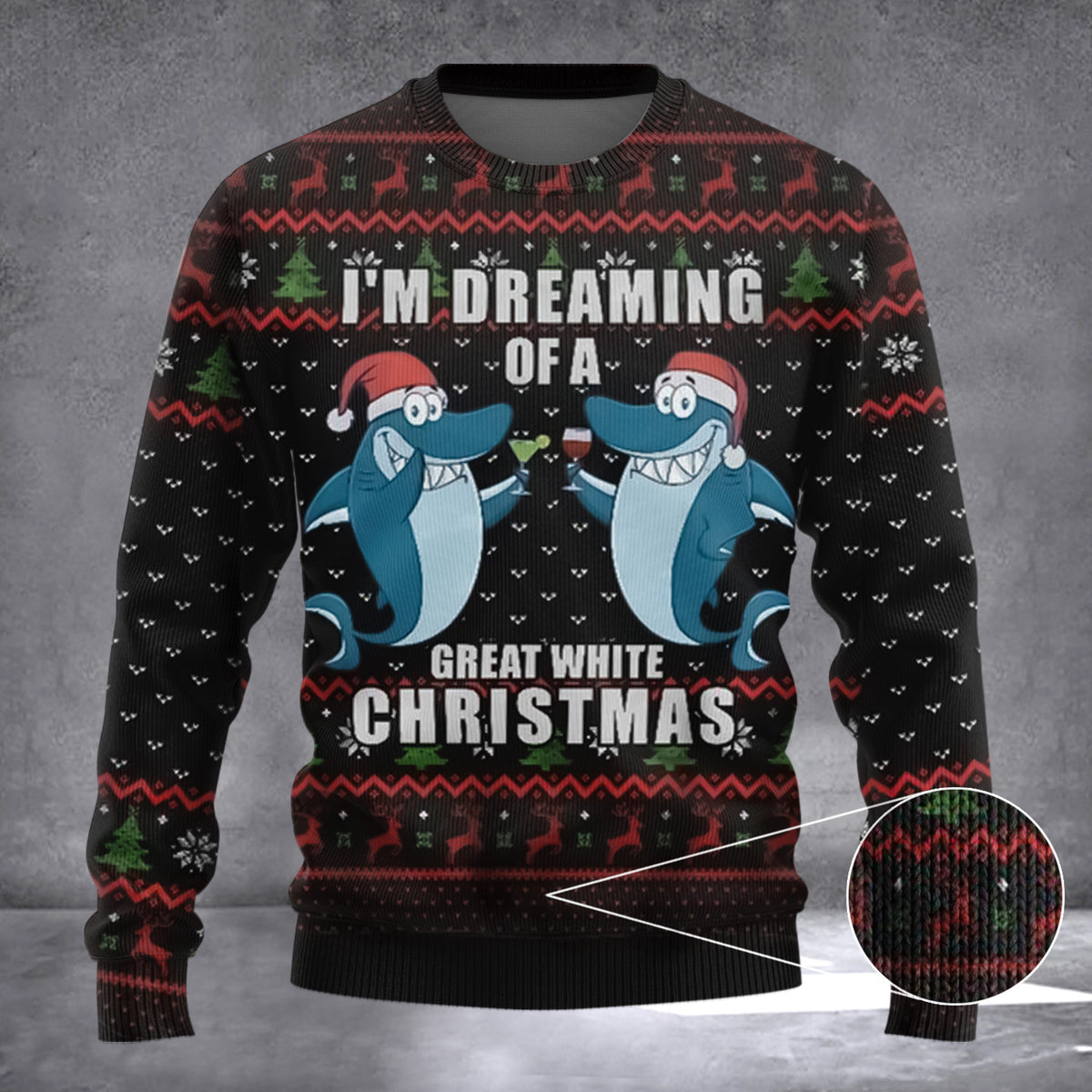 Shark I'm Dreaming Of A Great White Christmas Sweater Shark Holiday Ugly Xmas Sweater - Zadago
