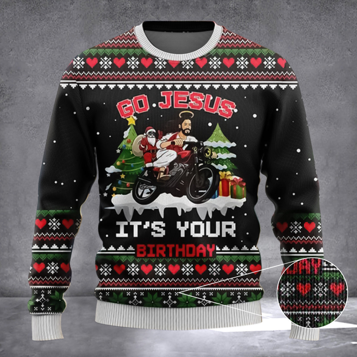 Santa Jesus Ride Motorbike Ugly Christmas Sweater Funny Gifts For Motorbike Riders - Zadago