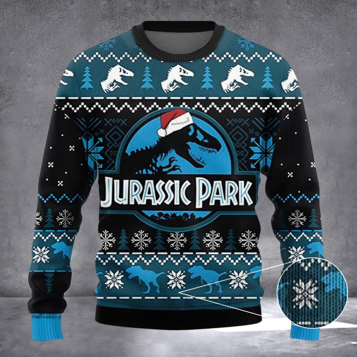 Santa Dinosaur Jurassic Park Ugly Christmas Sweater T-Rex Jurassic Park Christmas Jumper - Zadago