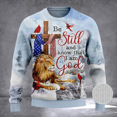 Lion Be Still And Know That I Am God Ugly Christmas Sweater Faith Christian Xmas 2026 Gifts - Zadago