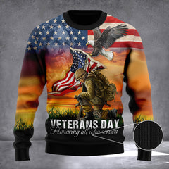 Veterans Day Honoring All Who Served Sweater Patriotic Christmas Gift Ideas For Veterans - Zadago