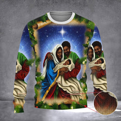 African American Holy Family Sweater Nativity Scene Ugly Christmas Sweater African American - Zadago