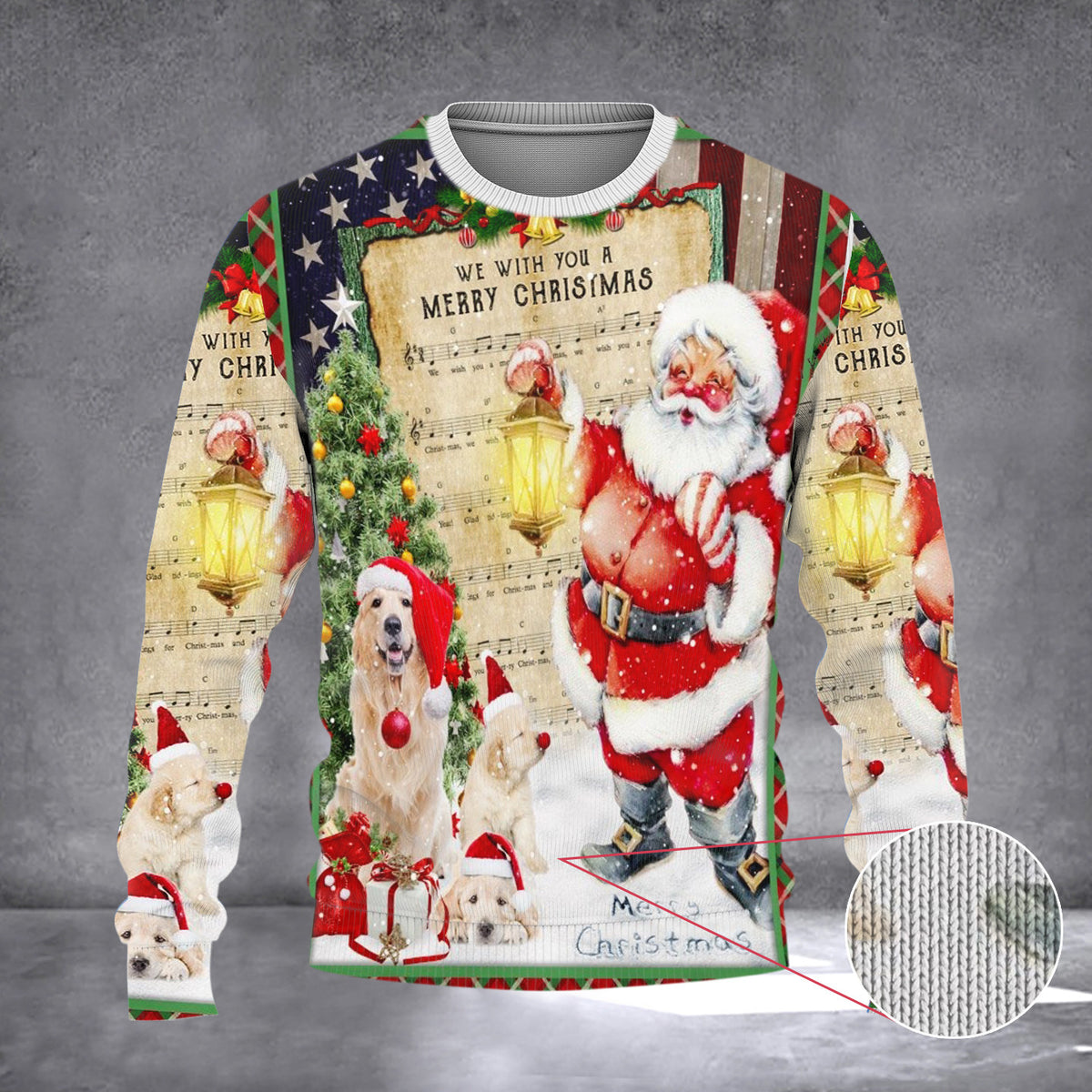 Golden Retriever We With You A Merry Christmas Sweater Funny Xmas Sweater Gifts For Dog Owners - Zadago