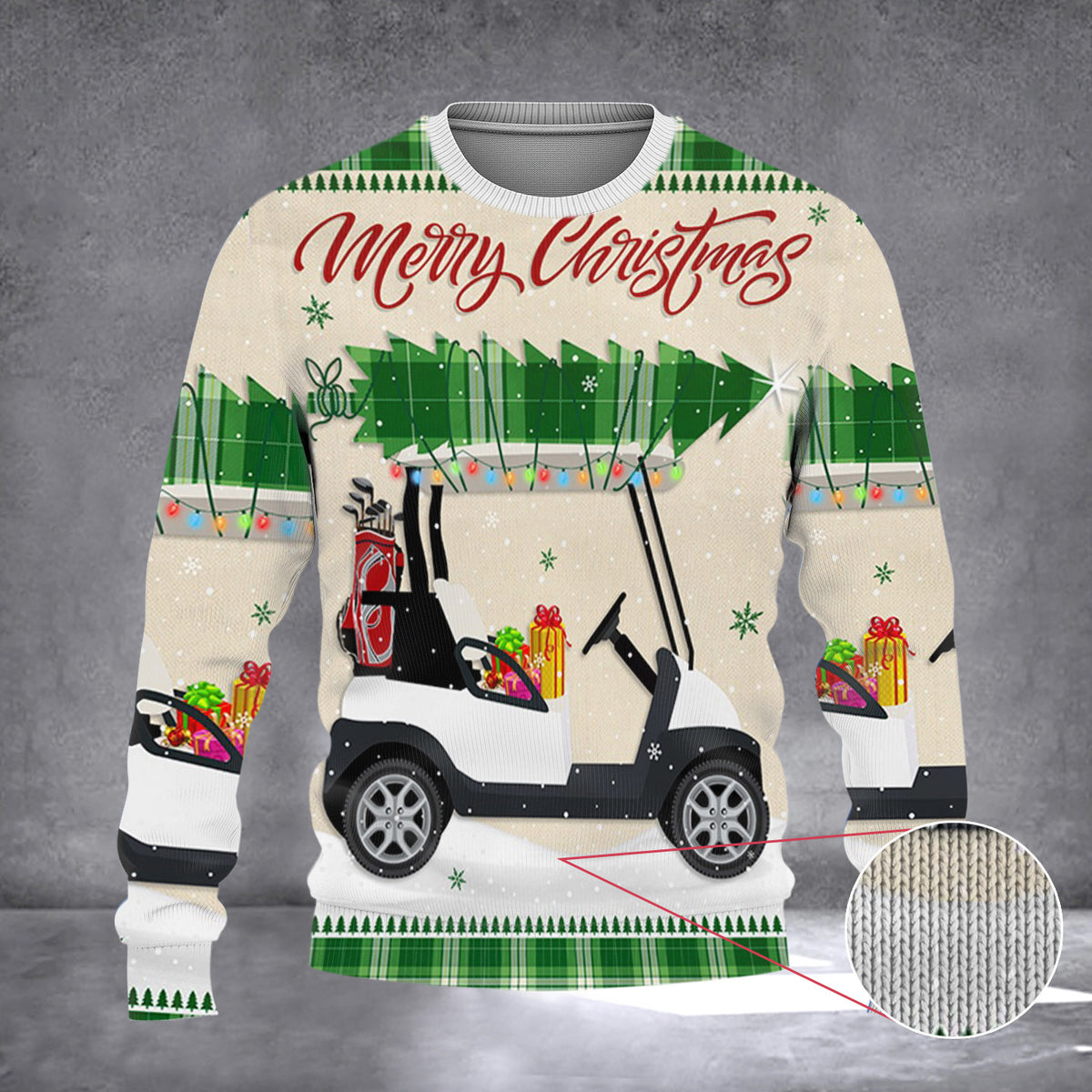 Golf Cart Merry Christmas Sweater Happy Holidays Ugly Christmas Sweater Golf Themed Gifts - Zadago