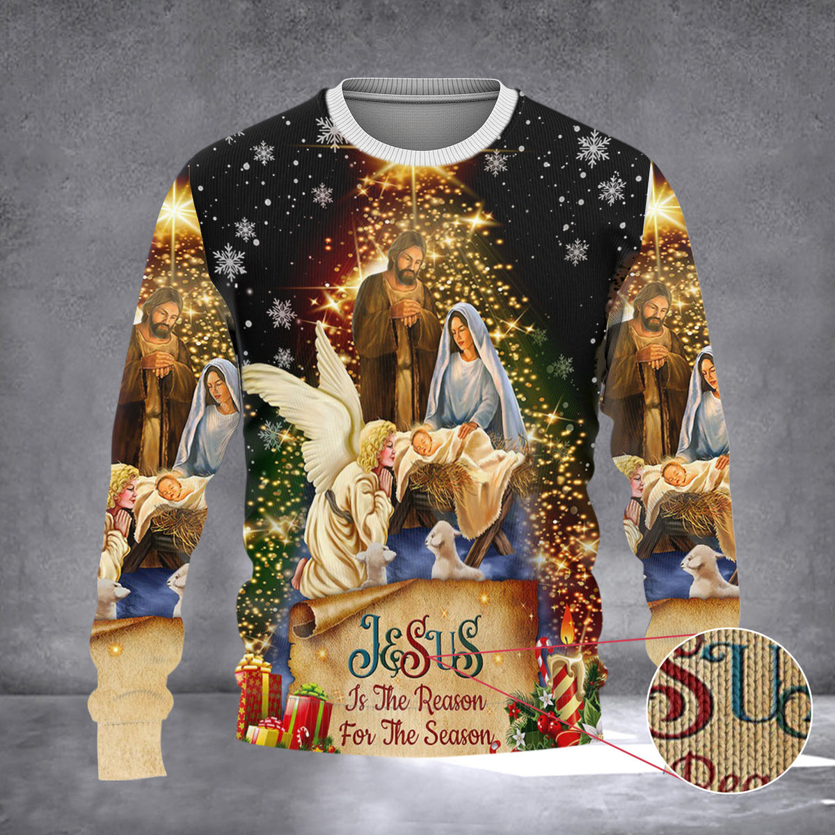 Jesus Is The Reason For The Season Christmas Sweater Birth Of Jesus Christ Ugly Xmas Sweater - Zadago