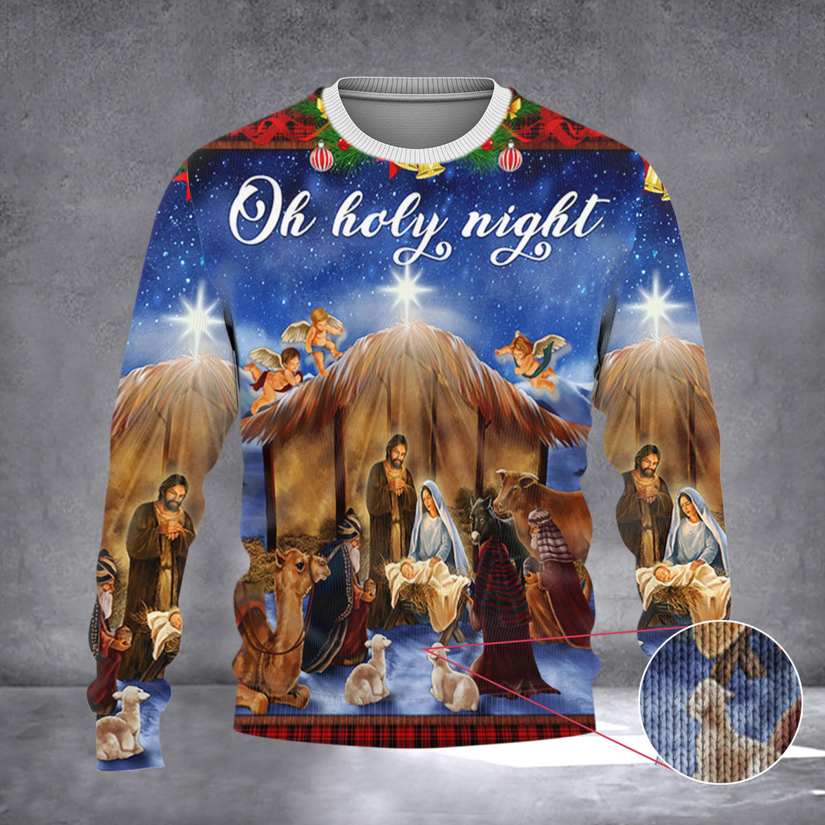 The Birth Of Jesus Nativity Christmas Sweater Oh Holy Night Ugly Christmas Sweater Xmas Ideas - Zadago