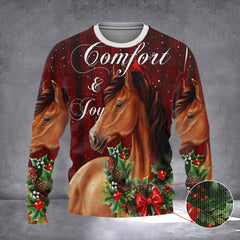Horse Comfort And Joy Christmas Sweater Funny Ugly Xmas Sweaters Gifts For Horse Lovers - Zadago