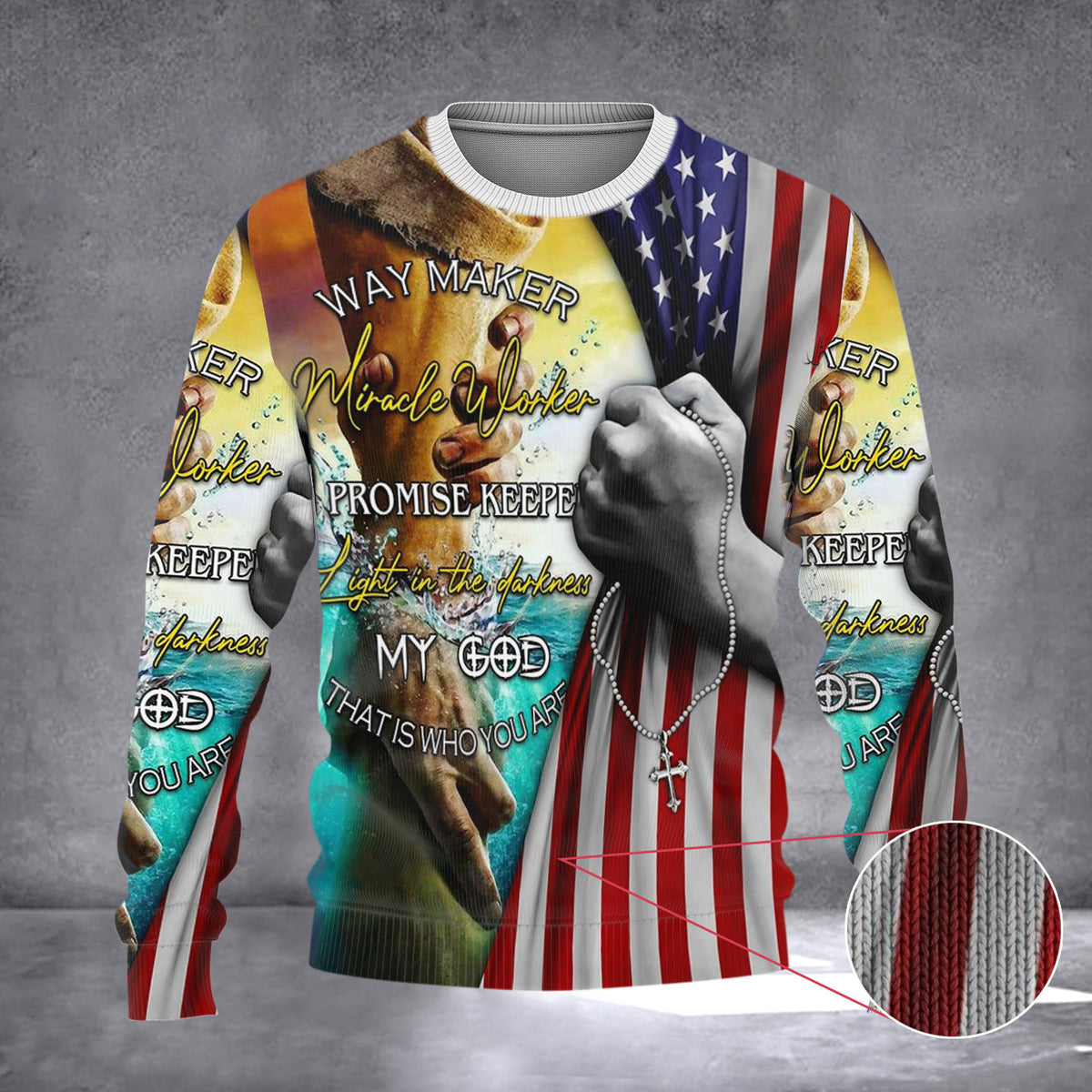 Jesus American Flag Sweater Faith Over Fear Christian Sweater Gifts For Patriots - Zadago