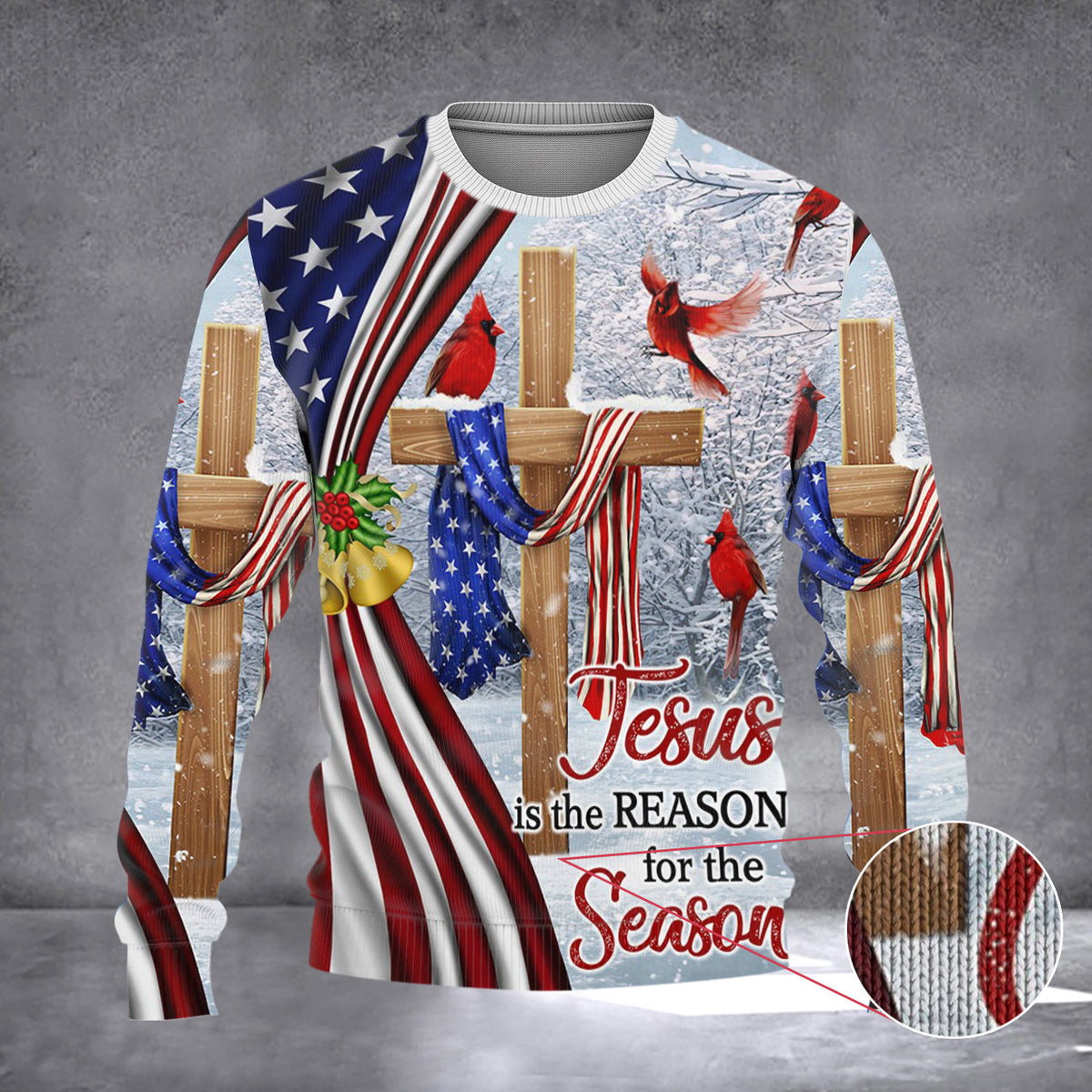 Jesus Cross American Ugly Christmas Sweater Jesus Is The Reason For Season Christmas Clothing - Zadago