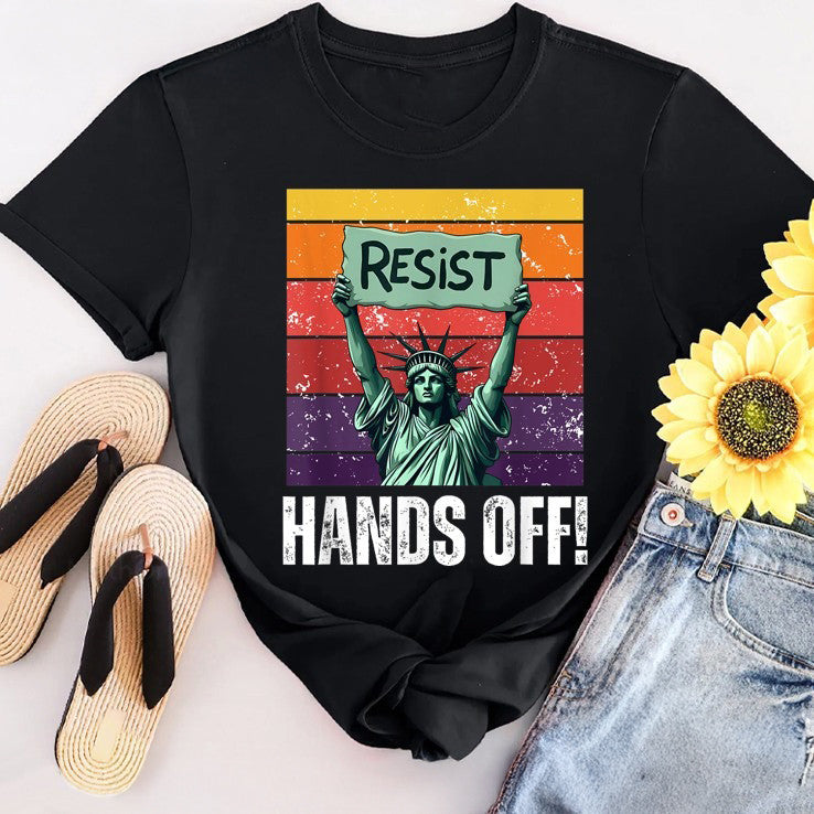 Statue Of Liberty Resist Hands Off Shirt FDT T-Shirt Political Gifts For Him Her - Zadago