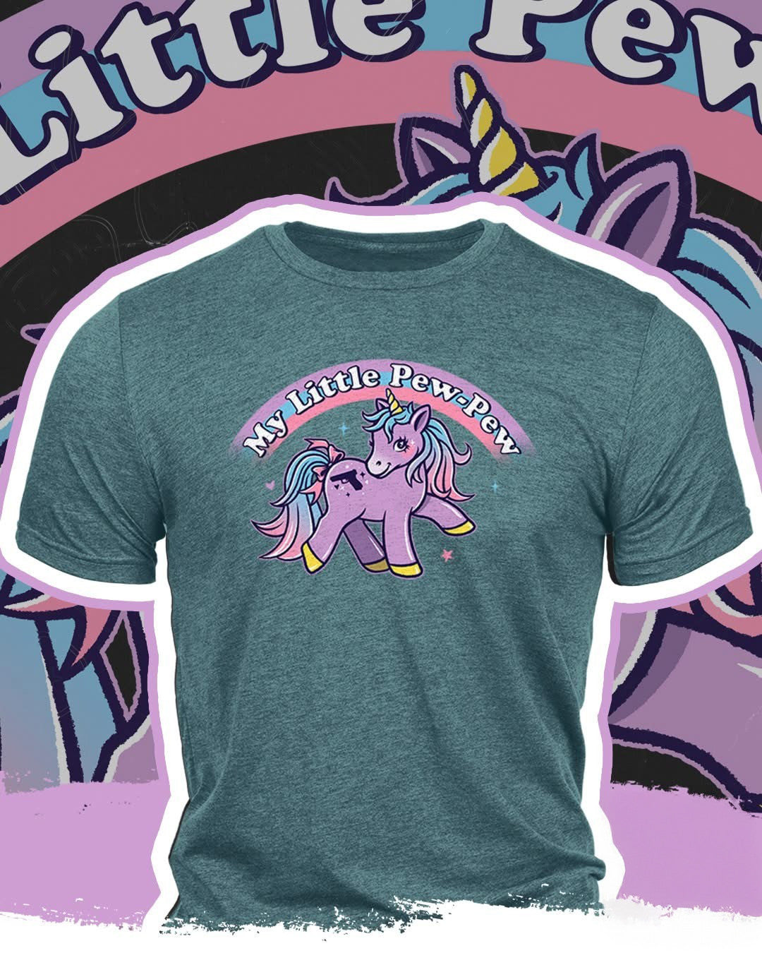 Unicorn My Little Pew Pew T-Shirt Cute Unicorn Graphic Tee Shirt Gifts For Her - Zadago