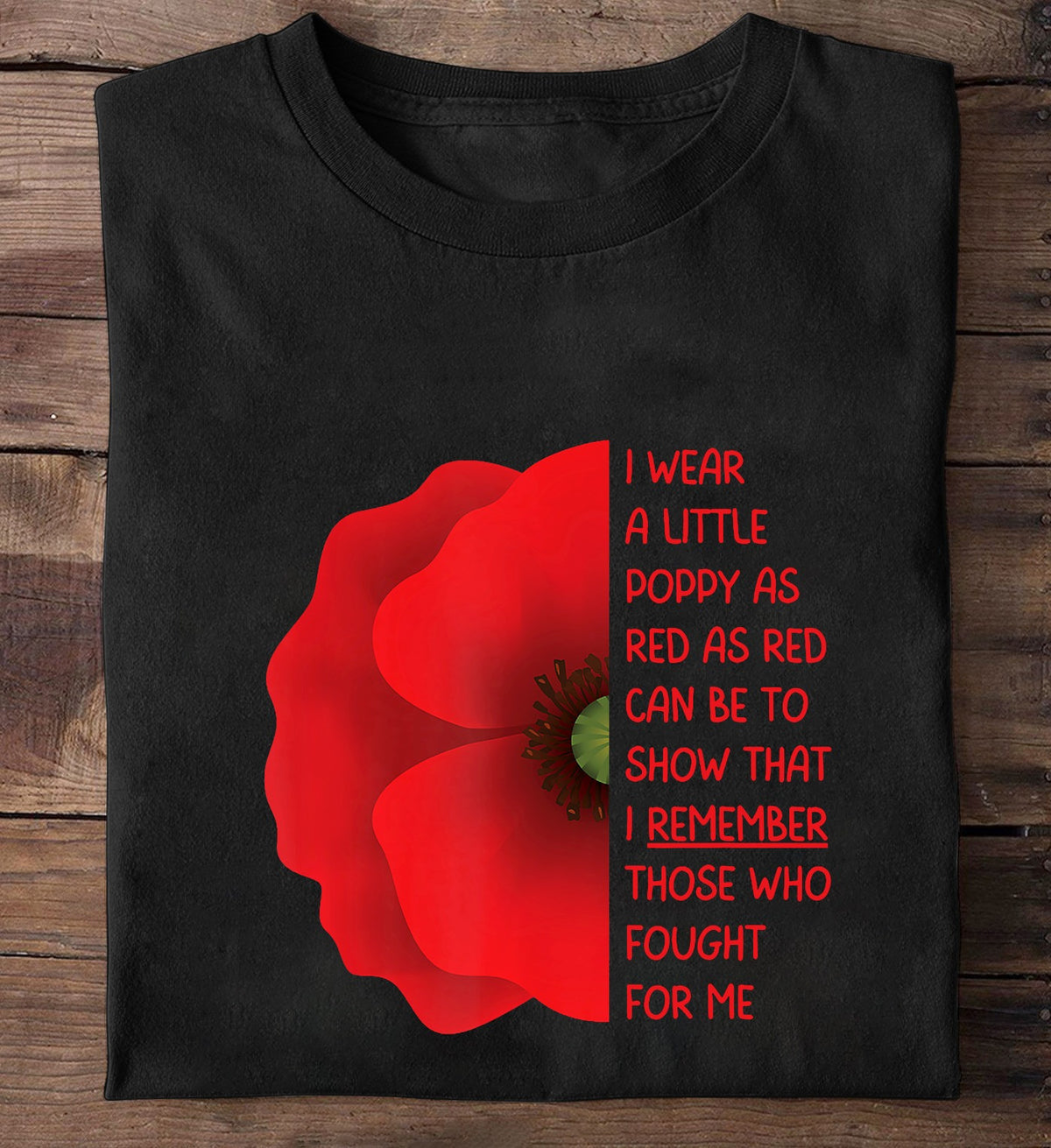 Memorial Day Memorial Day Veteran T-Shirt I Wear A Little Poppy As Red As Red Can Be Show Veteran Gifts - Zadago