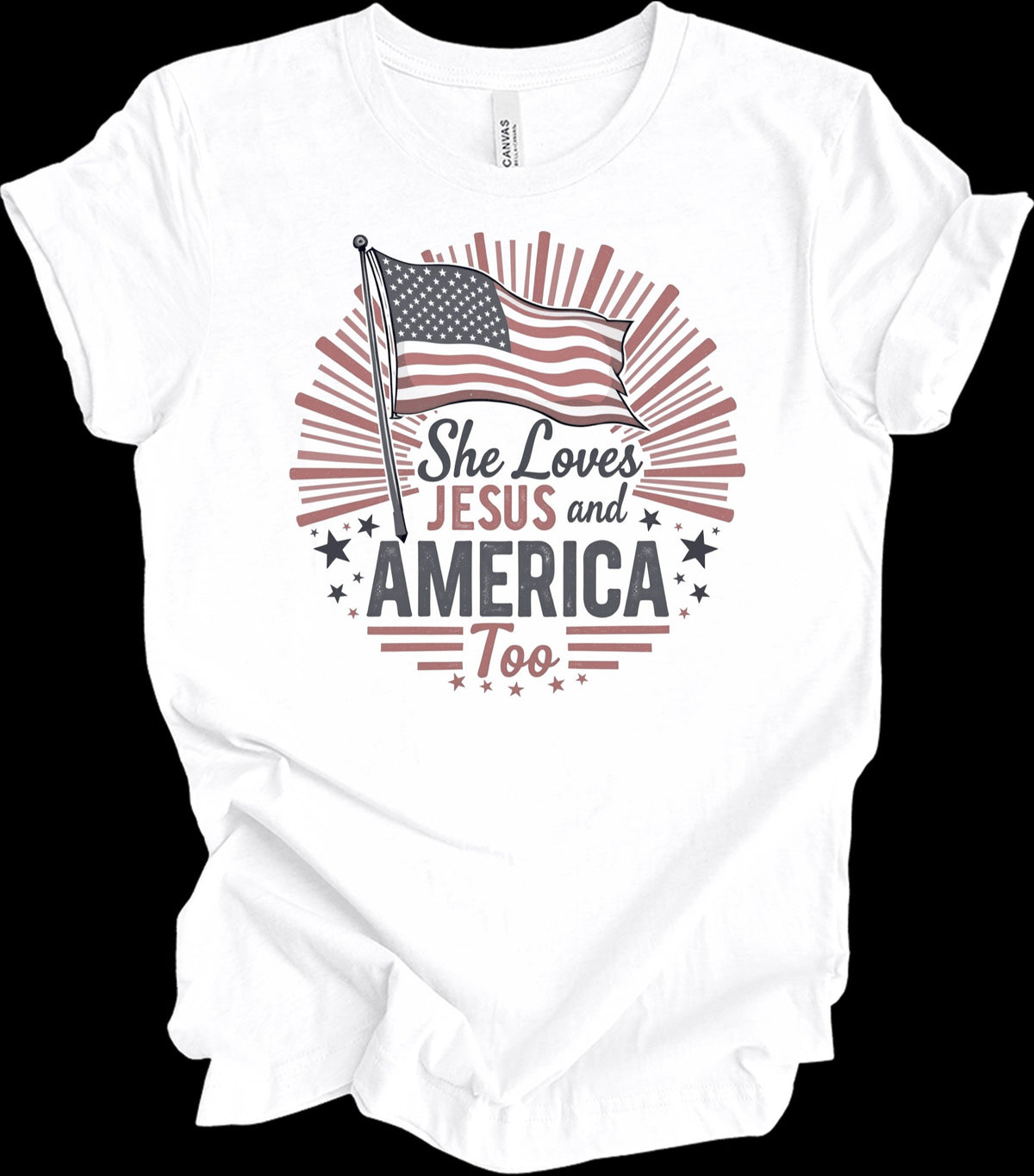 She Loves Jesus And America Too T-Shirt Patriotic Shirt Christian Gifts - Zadago