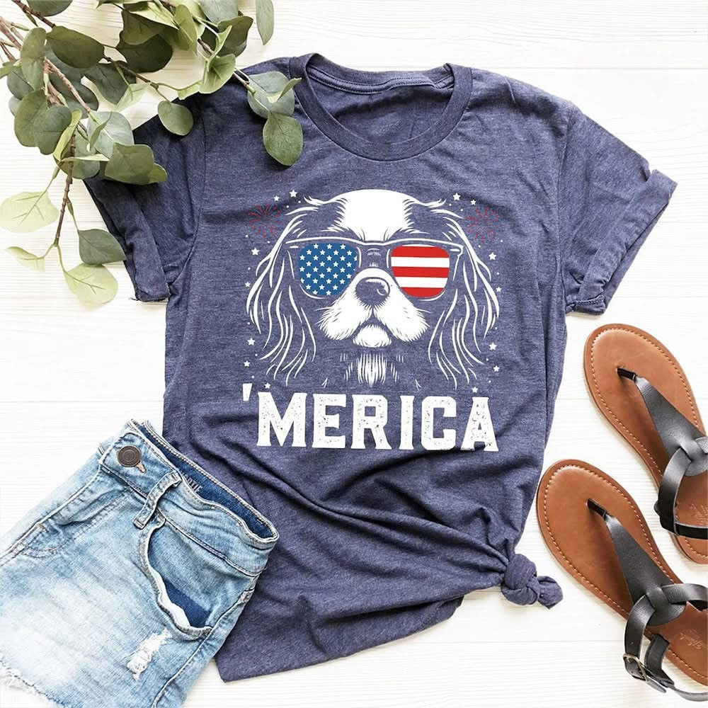 Cavalier King Charles Merica T-Shirt 4th of July Cavalier Tees Gifts For Her - Zadago