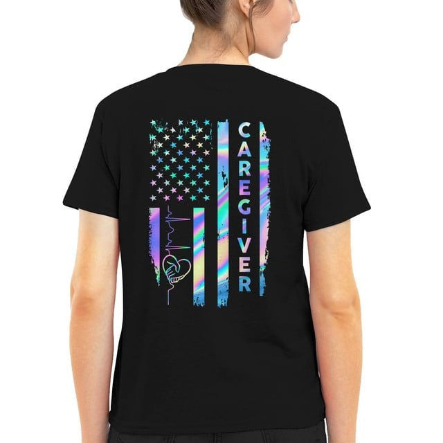 Caregiver Colorful Flag T-shirt Girt For Caregivers - Zadago
