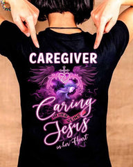 Caregivers Caring In Her Veins Jesus In Her Heart T-shirt Gift For Caregivers - Zadago