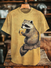 Raccoon Drinking Beer Print T-Shirt Gifts For Raccoon Lovers - Zadago