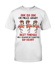 Side By Side Or Miles Apart Best Friends Will Always Be Connected By Heart T-shirt Gift For Best Friends - Zadago