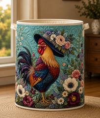 Elegant Rooster Quilt Laundry Basket Farm Animal Hamper Birthday Gift Ideas