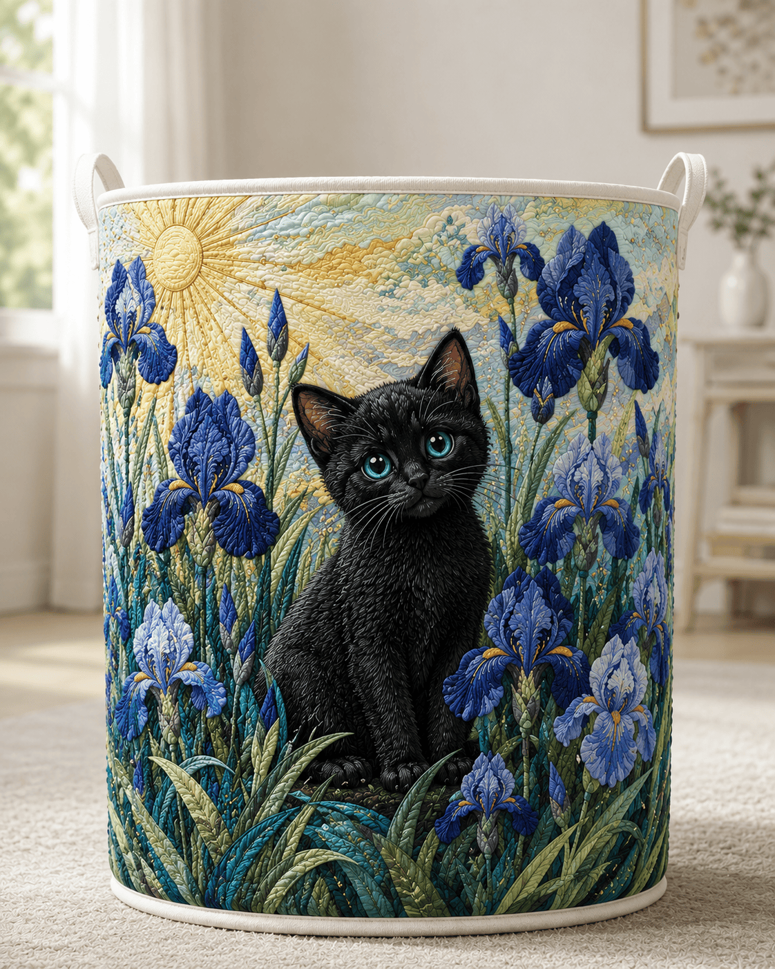 Iris Charm Quilt Laundry Basket Cat Black Lover Storage Bin Gift Ideas For Mom