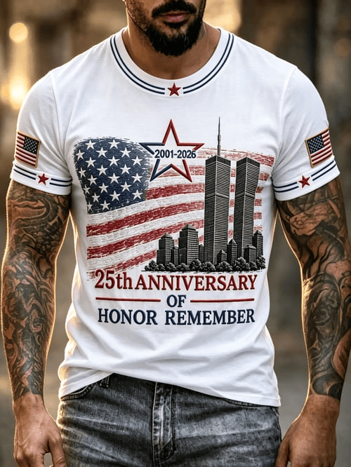 25 Years Anniversary 2001 2026 T-Shirt We Will Never Forget Shirt Merch Gifts For Dad