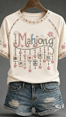 Mahjong Tiles Floral T-Shirt Cute Chinese Game Pattern Shirt Gifts For My Wife