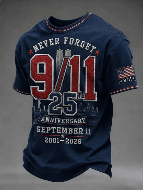Never Forget 25th Anniversary 2001 2026 T-Shirt Patriotic American Flag Shirt Good Gifts