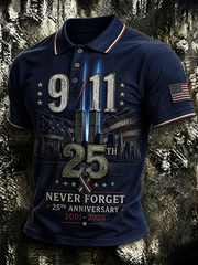 911 Never Forget 25th Anniversary Polo Shirt American Flag Patriotic Shirt Gifts For Superfans