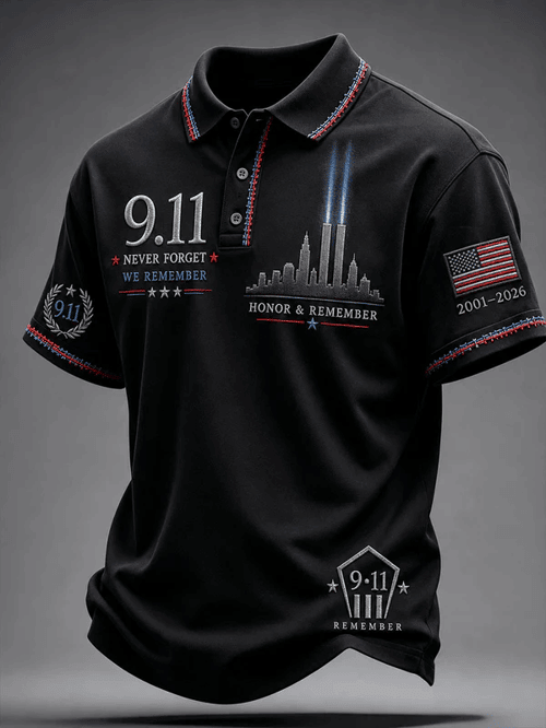 911 We Will Never Forget Polo Shirt 25th Anniversary Clothes Birthday Present For Him