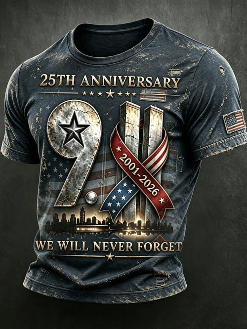 25th Anniversary 2001 2026 T-Shirt Twin Towers Shirt Patriotic Gifts