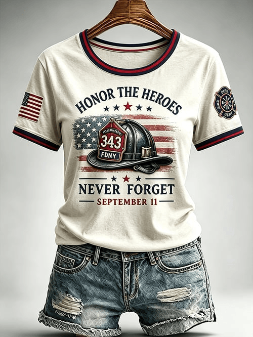 Honor The Heroes 343 FDNY Never Forget September 11 T-Shirt Firefighter Helmet Shirt Gifts