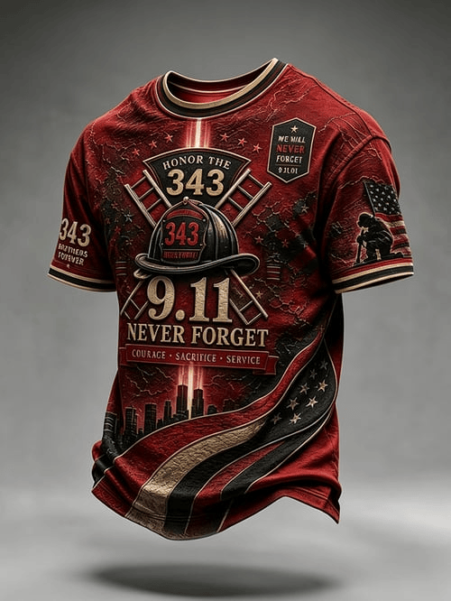 Honor The 343 911 Never Forget T-Shirt Sacrifice Service Firefighter Helmet Shirt Best Gifts