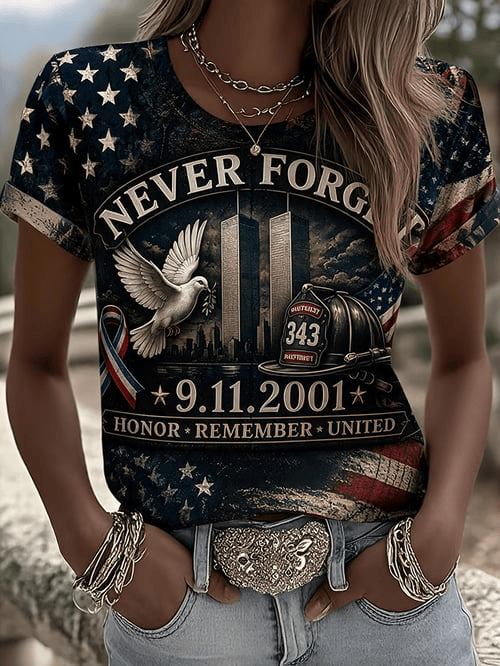 We Will Never Forget Merch 25 Years Of Remembrance 2001 2026 T-Shirt Her Presents