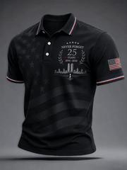911 Never Forget 25th Anniversary Polo Shirt American Flag Patriotic Shirt Gifts For Men