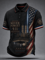 911 We Will Never Forget 25th Anniversary Polo Shirt Patriotic American Clothes Gifts