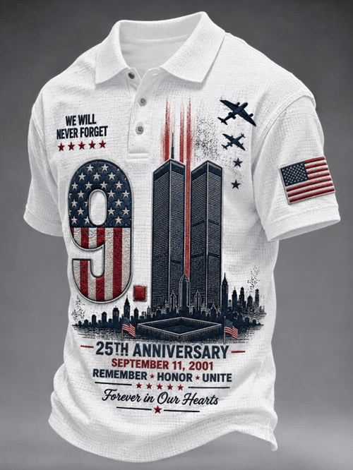 911 We Will Never Forget Polo Shirt 25th Anniversary Clothes Present For Husband