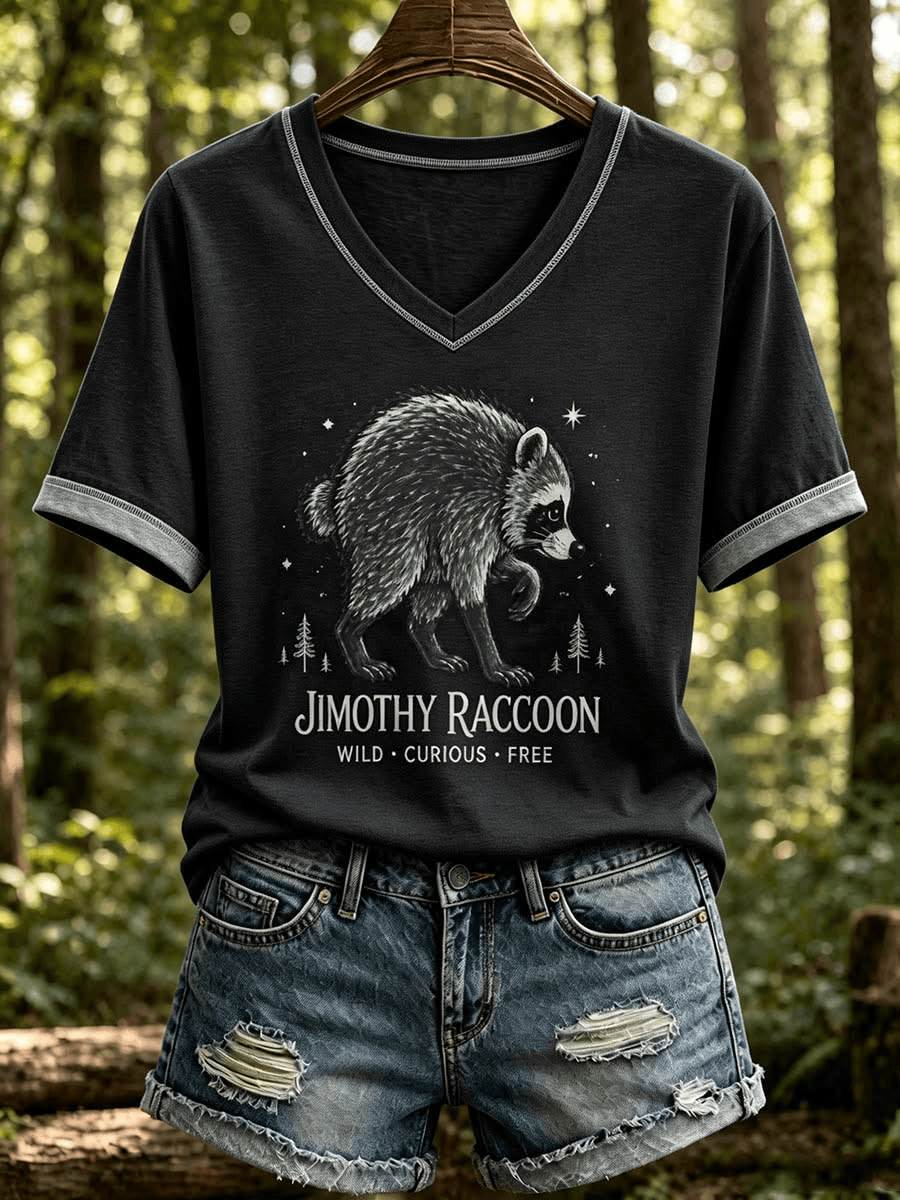 Jimothy Raccoon Wild Curious Free V-Neck Shirt Raccoon Lover Merch Useful Gifts For Her