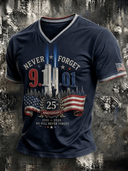 Never Forget 911 September 11 2001 V-Neck Shirt Twin Towers Merch Gift Ideas