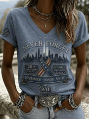 911 25th Anniversary Honoring The Heroes V-Neck Shirt We Will Never Forget Merch Fan Gift Idea