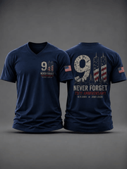 911 Courage Sacrifice Unity V-Neck Shirt Twin Towers Silhouette Merch Gift Ideas