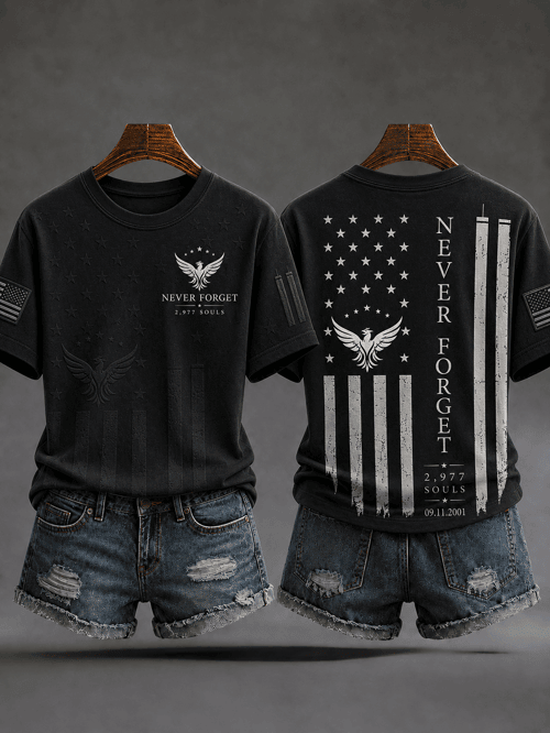 911 We Will Never Forget 2001 2026 T-Shirt Eagle US Flag Clothing Birthday Present For Husband