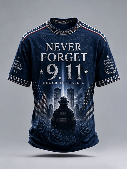 911 25th Anniversary Never Forget T-Shirt US American Flag Twin Towers Shirt Gift Ideas