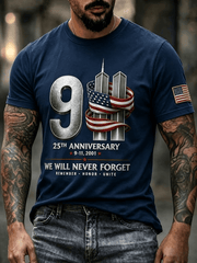 911 We Will Never Forget 2001 2026 T-Shirt Twin Towers Skyline American Clothing Present