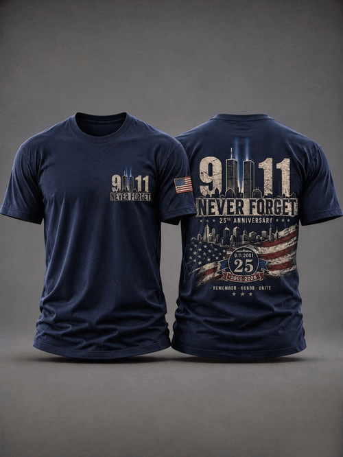 25 Years Never Forget 2001 2026 T-Shirt United We Stand Clothes Birthday Present For Husband