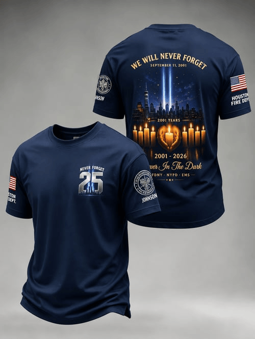911 We Will Never Forget 2001 2026 T-Shirt US Flag Clothing Birthday Present For Husband