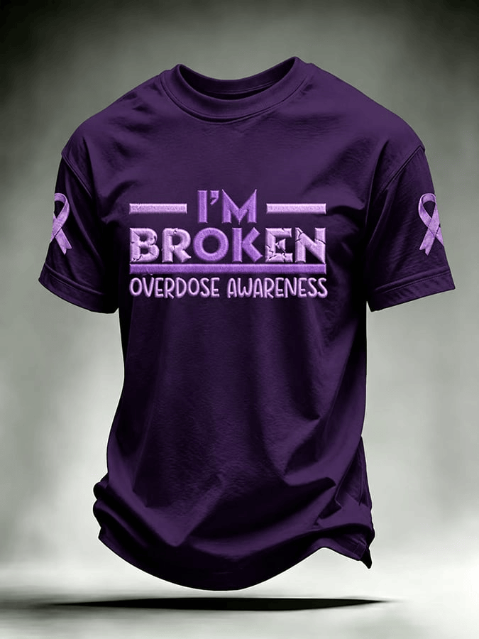 I'm Broken Overdose Awareness T-Shirt Ribbon Shirt Birthday Ideas For Husband
